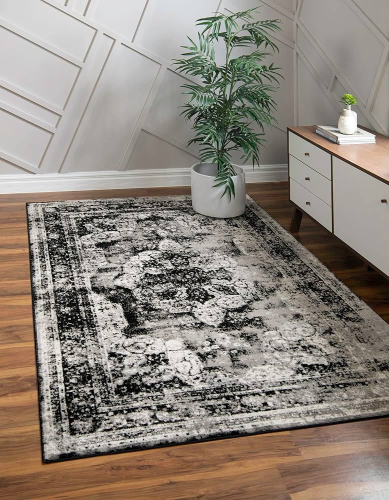 Unique Loom Sofia Collection Area Rug - Salle Garnier (9' x 12' Rectangle, Black/ Ivory) | Amazon (US)