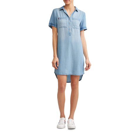 Chambray 2-Pocket Short Sleeve Dress Women's | Walmart (US)