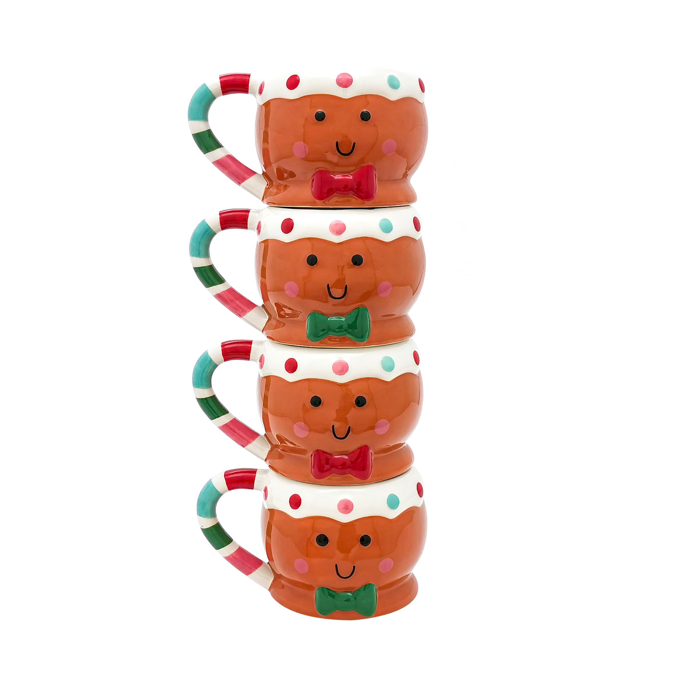 Holiday Time Gingerbread Man Mug Stack, 13.25" H, 13 fl oz capacity, Brown Stoneware - Walmart.co... | Walmart (US)