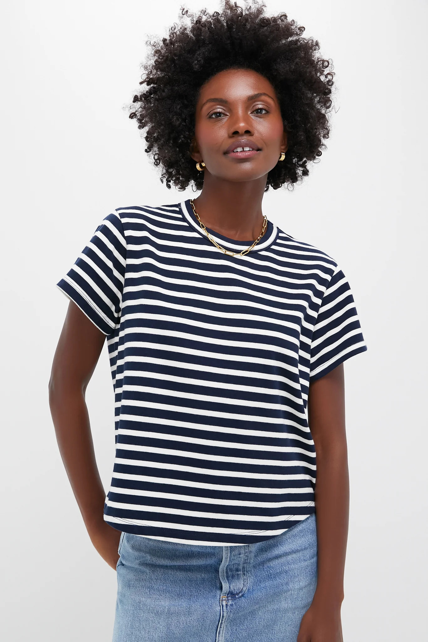 Navy and Ivory Stripe Parker Classic Tee | Tuckernuck (US)