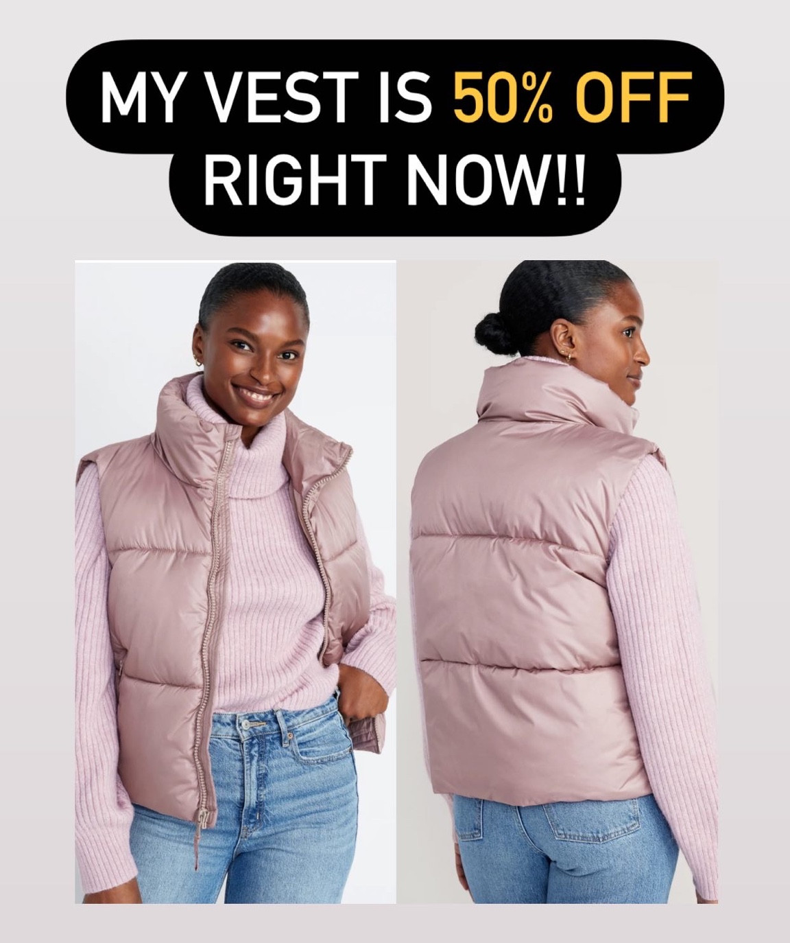 Best puffer vest from old navy is 50% off. 

#LTKsalealert #LTKstyletip #LTKfindsunder50