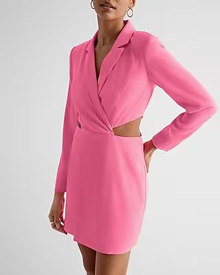 Work Notch Lapel Cutout Mini Blazer Dress Pink Women's M | Express