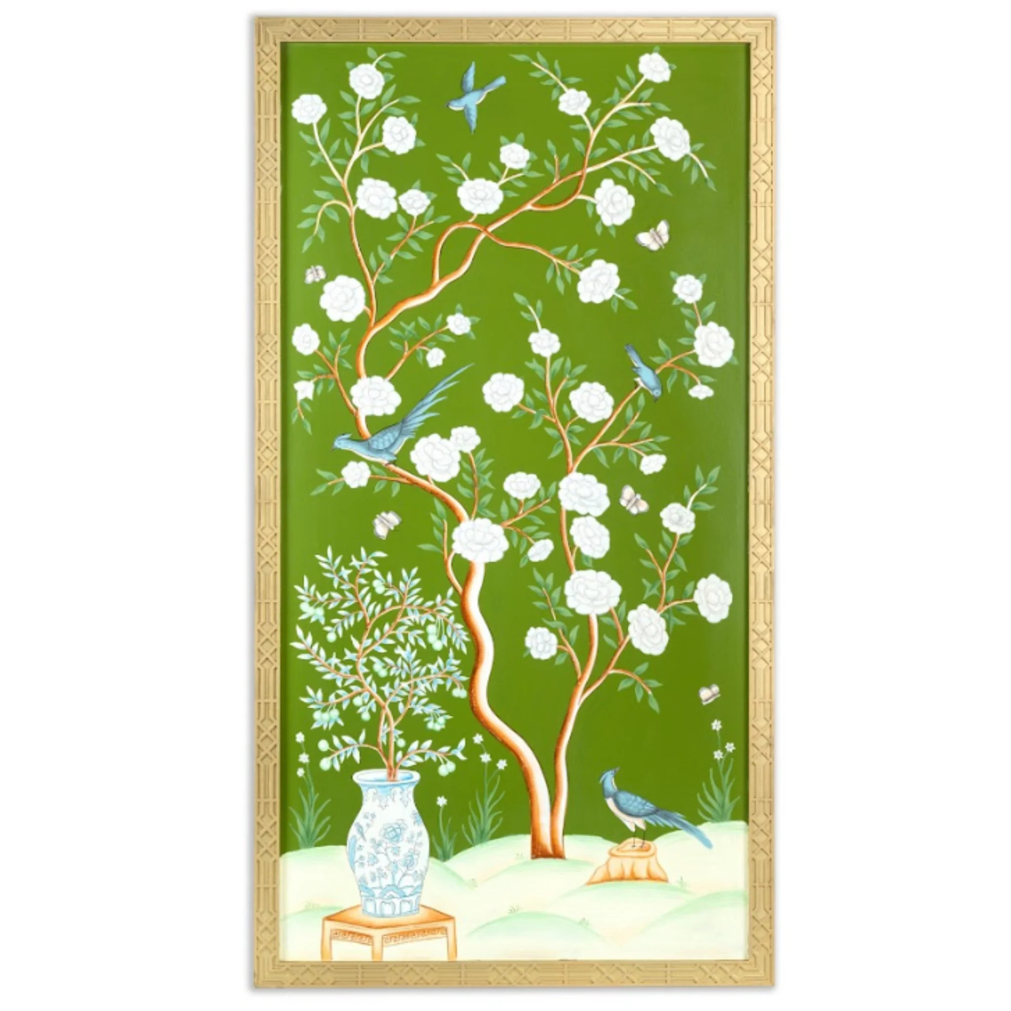 Moss Green Vase Chinoiserie Mural | The Well Appointed House, LLC