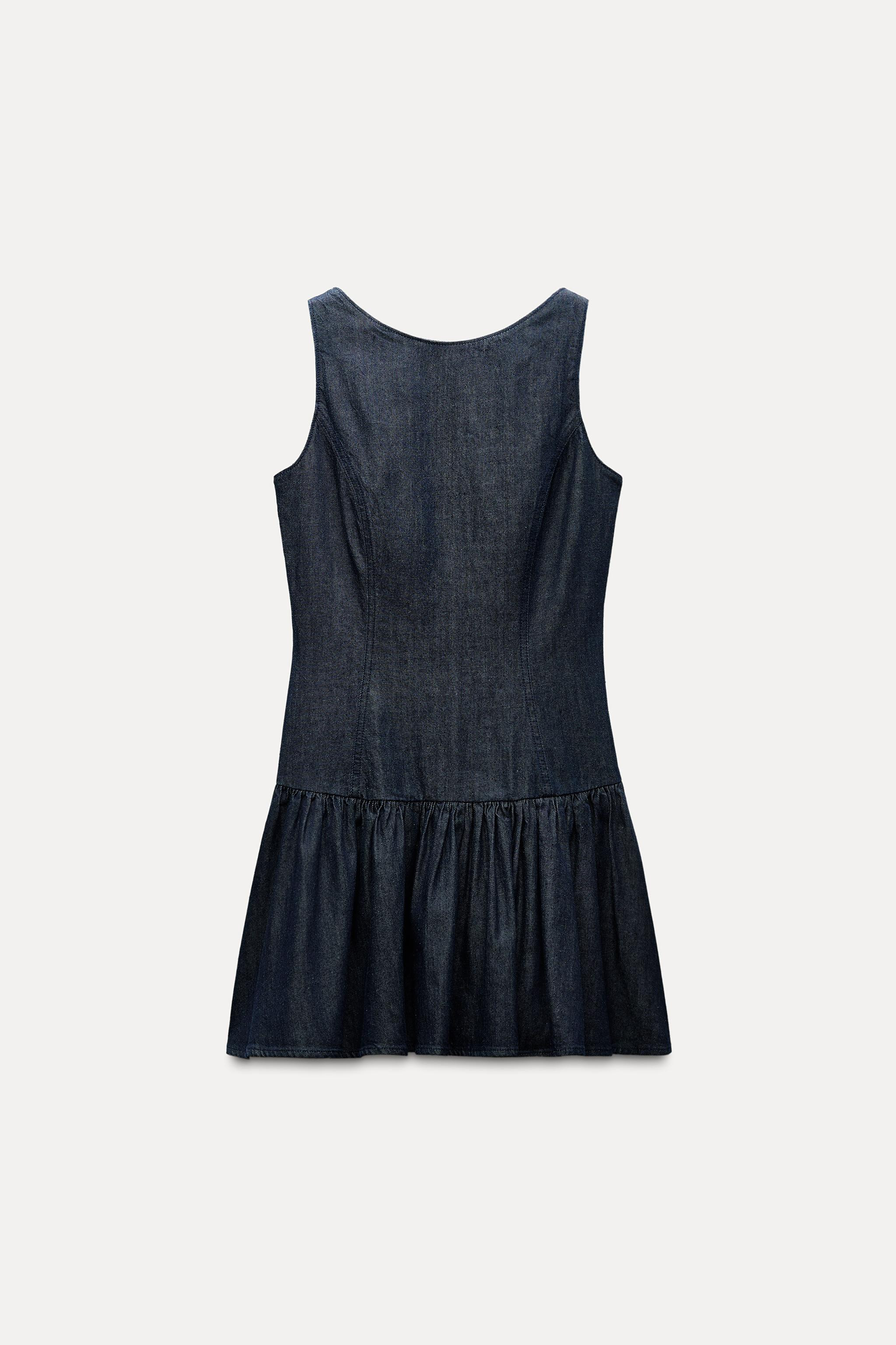 DENIM EFFECT RUFFLE MINI DRESS | Zara US