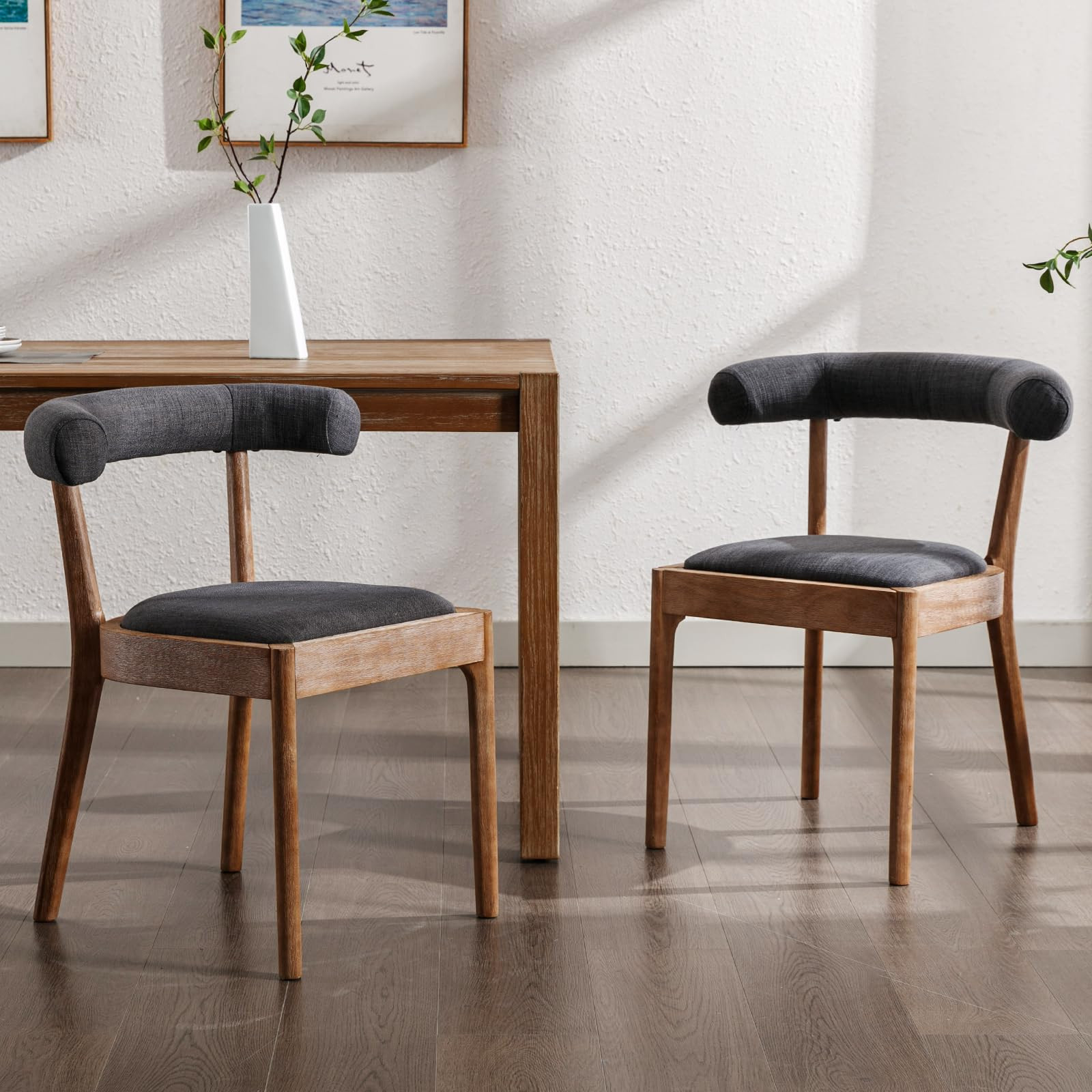 Kmax Dining Room Chairs Mid-Century Modern Fabric Kitchen Chairs with Natural Walnut Finished Fra... | Amazon (US)