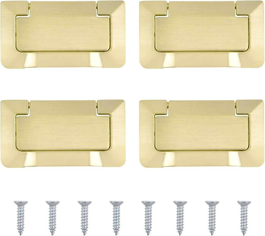 MOROBOR 4Pcs Brass Pocket Doors Drawer Handle Flush Ring Pull, Hidden Concealed Zinc Alloy Knobs ... | Amazon (US)