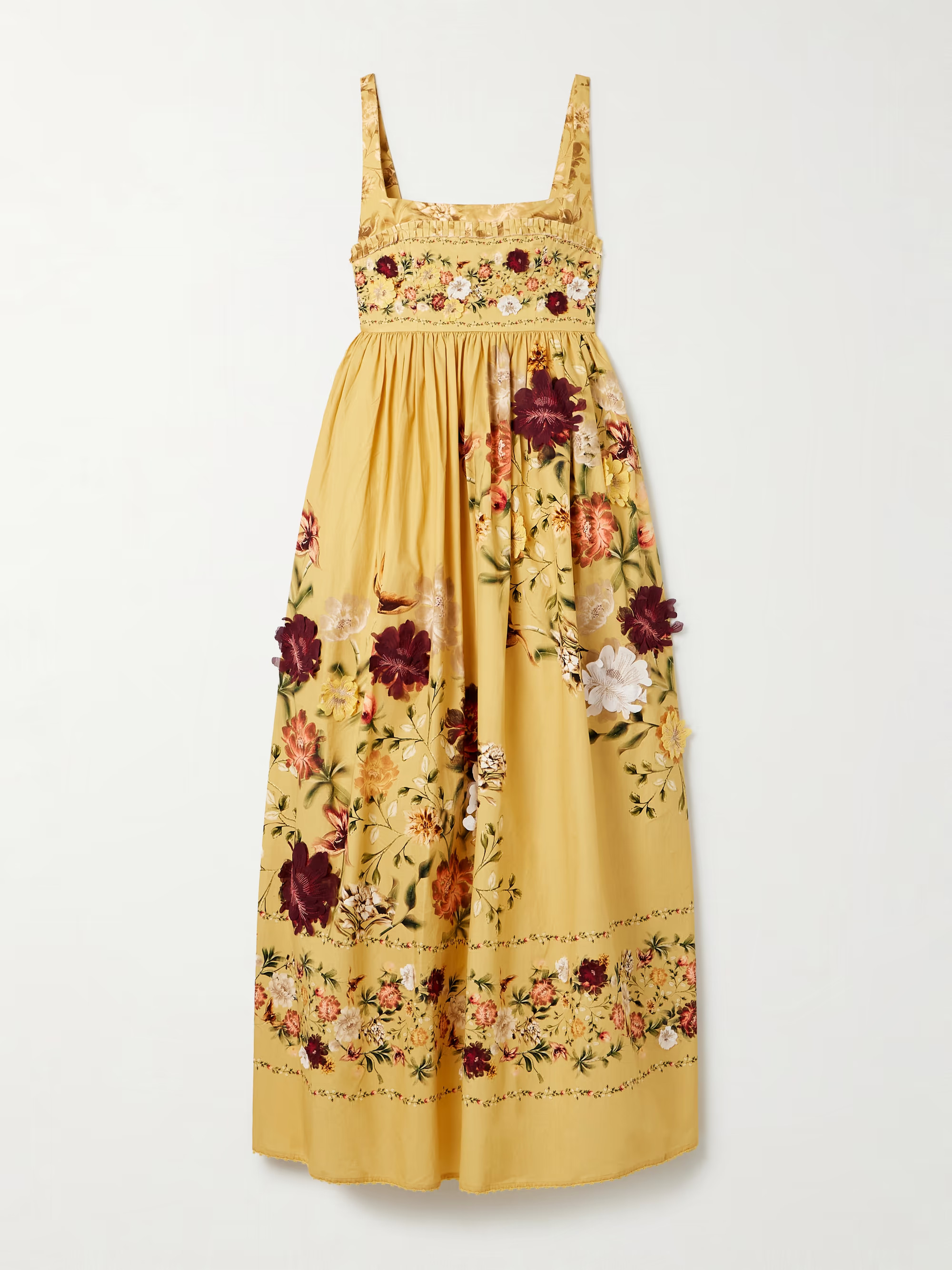 Barbara Paramo pleated appliquéd floral-print cotton-poplin midi dress | NET-A-PORTER APAC