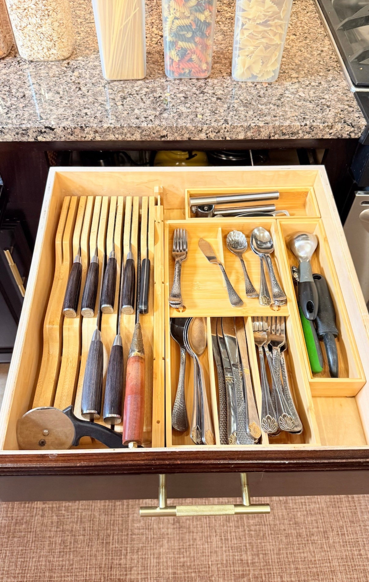 There is nothing more satisfying than a perfectly organized utensil drawer. These bamboo dividers make it so easy to give everything a dedicated home, keeping the kitchen functional and clutter-free. Just a little organization for a lot of daily peace of mind! 

#LTKdayinmylife #LTKfoodie #LTKHome