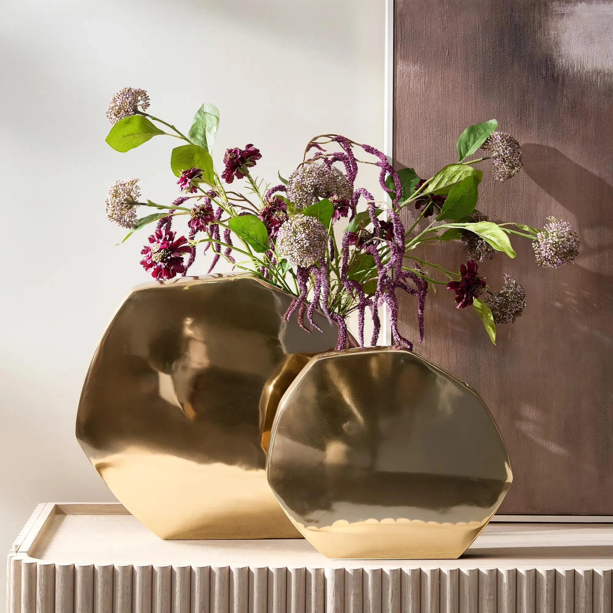 Gem Vase | Gold | Décor | Z Gallerie | Large - 19"W x 2.75"D x 30"H | Handcrafted Aluminum | Z Gallerie