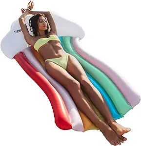FUNBOY Giant Inflatable Rainbow Lounger Tube Float, Luxury Raft for Summer Pool Parties and Enter... | Amazon (US)