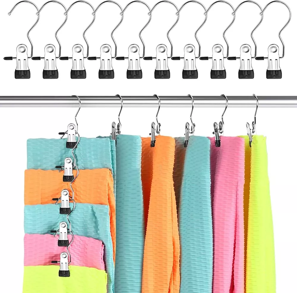  Amber Home Legging Hangers for Closet 2 Pack, Space Saving  White Wooden Legging Organizer with Clips Hold 24 Leggings, Leggings  Hangers for Hats, Scarves and Socks (White, 2 Pack) : Home & Kitchen