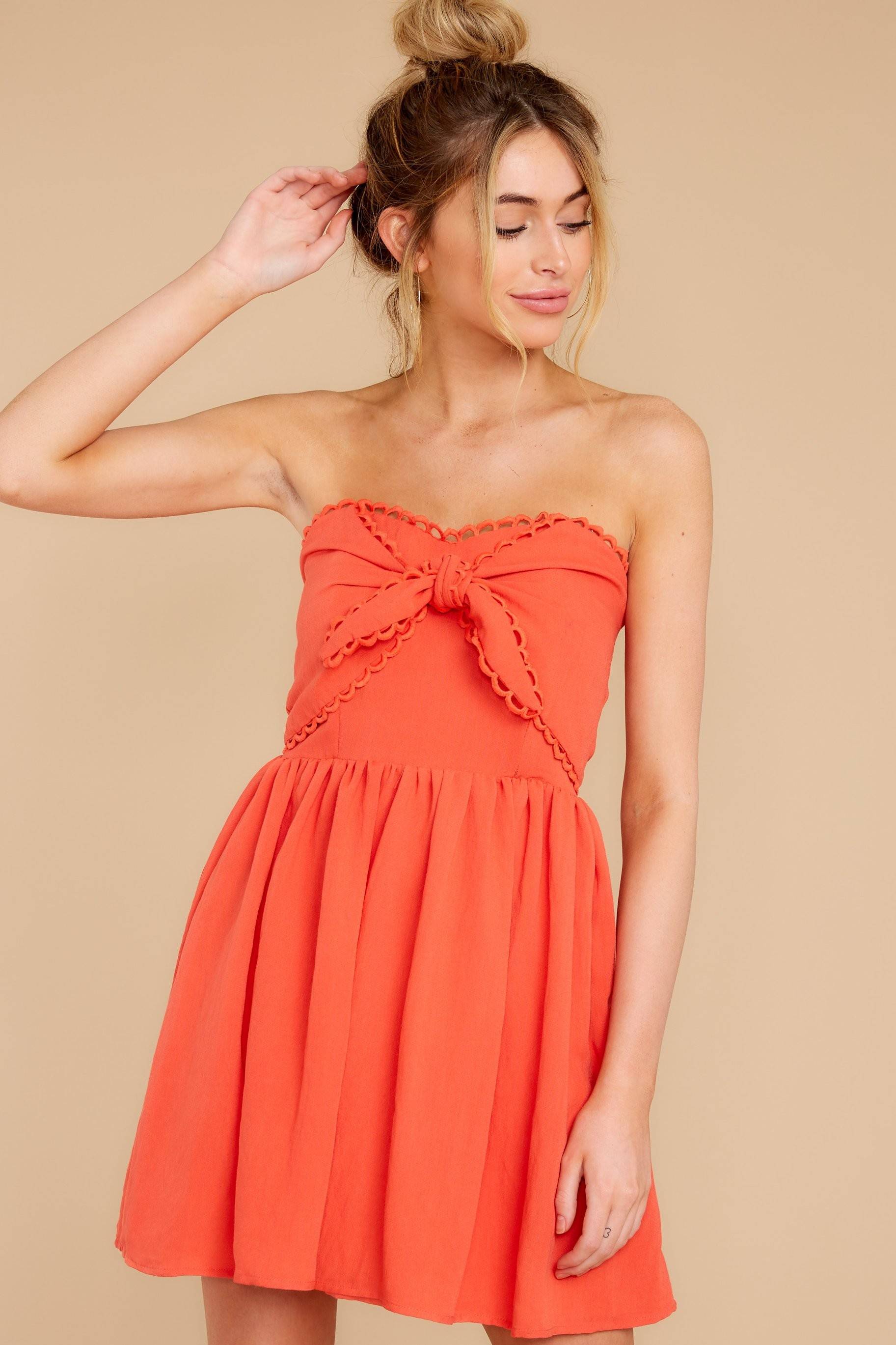 Touch Of Magic Tomato Orange Dress | Red Dress 