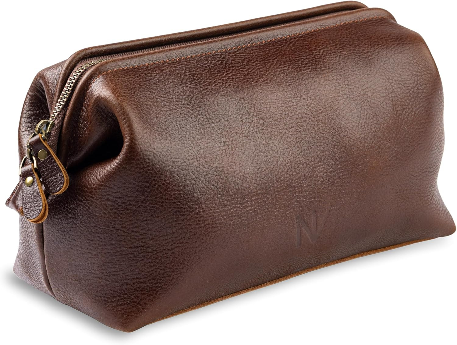 Premium Genuine Leather Toiletry Bag for Men - The Ultimate Travel Dopp Kit and Hygiene Organizer... | Amazon (US)