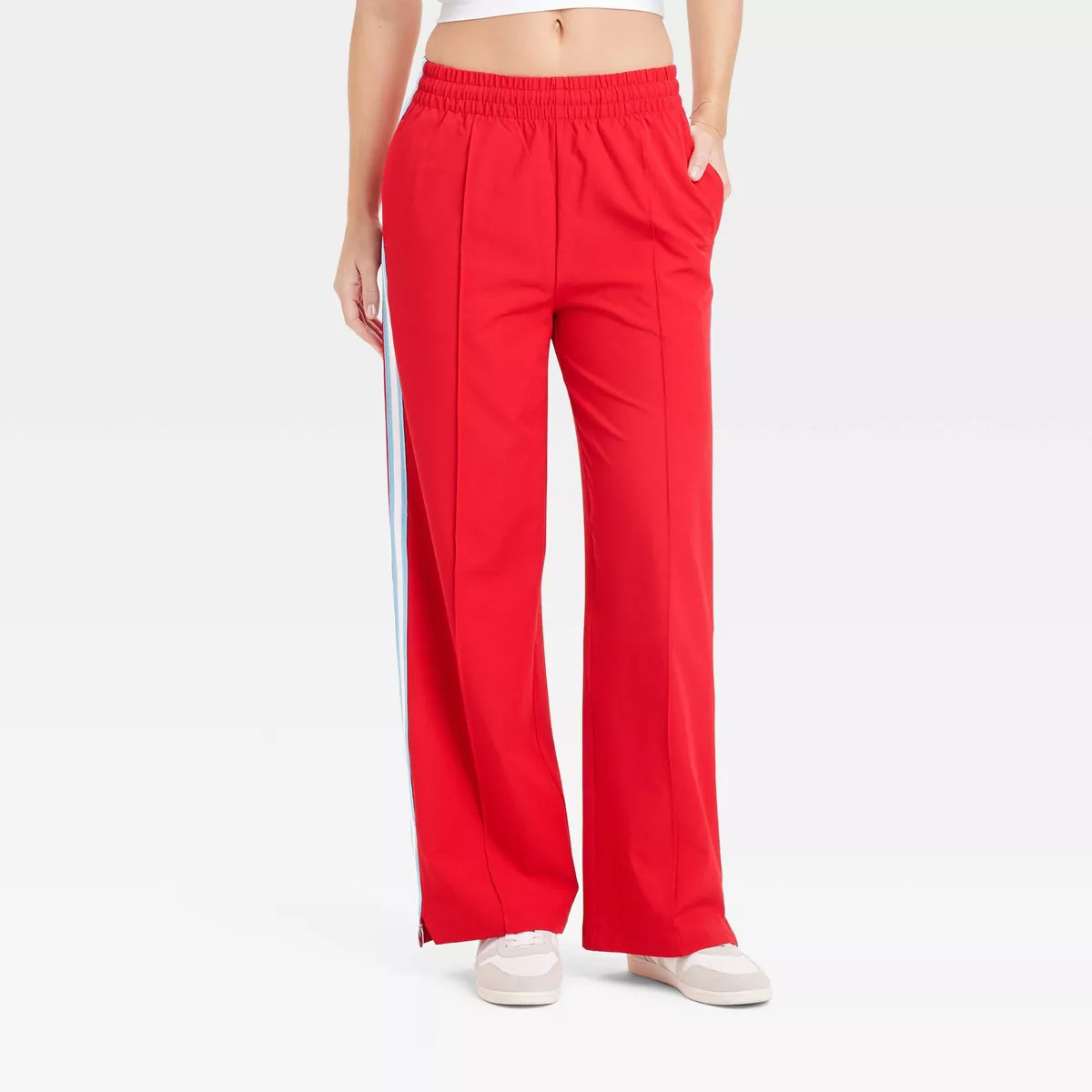 Women's Woven High-Rise Track Pants - All In Motion™ Red XXL | Target