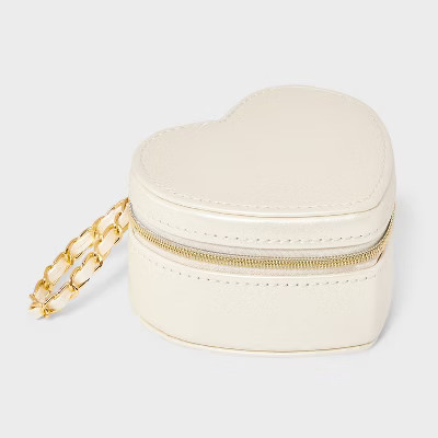 Heart Travel Jewelry Organizer - A New Day™ Shimmer Cream: Polyester Storage Box, Adult Use | Target