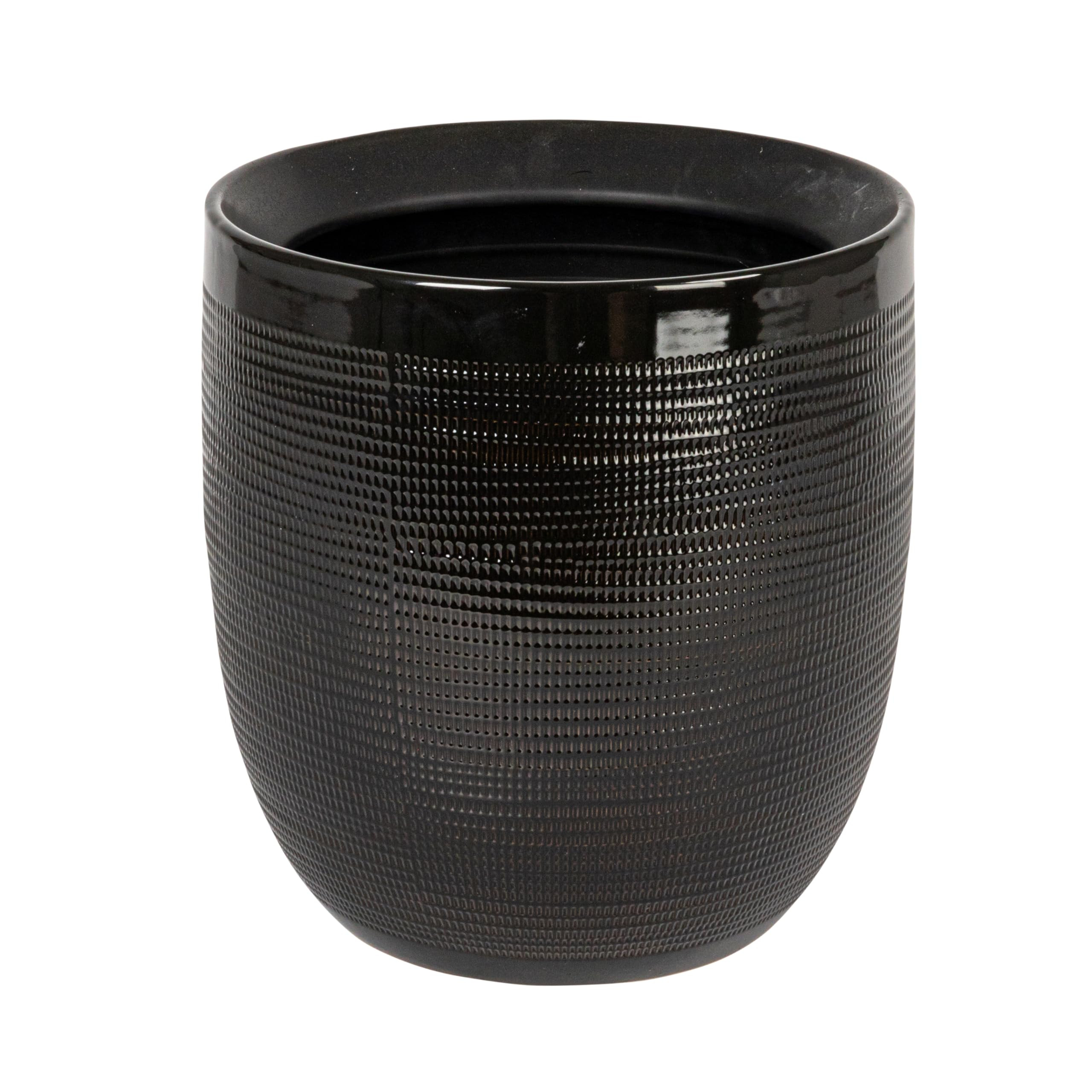 Creative Co-Op Embossed Textured Stoneware Planter, Matte Black | Amazon (US)