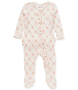 Angel Dear Baby Girls Long-Sleeve BowTrellis-Printed Footie Coverall - 3/6 Months | Dillard's