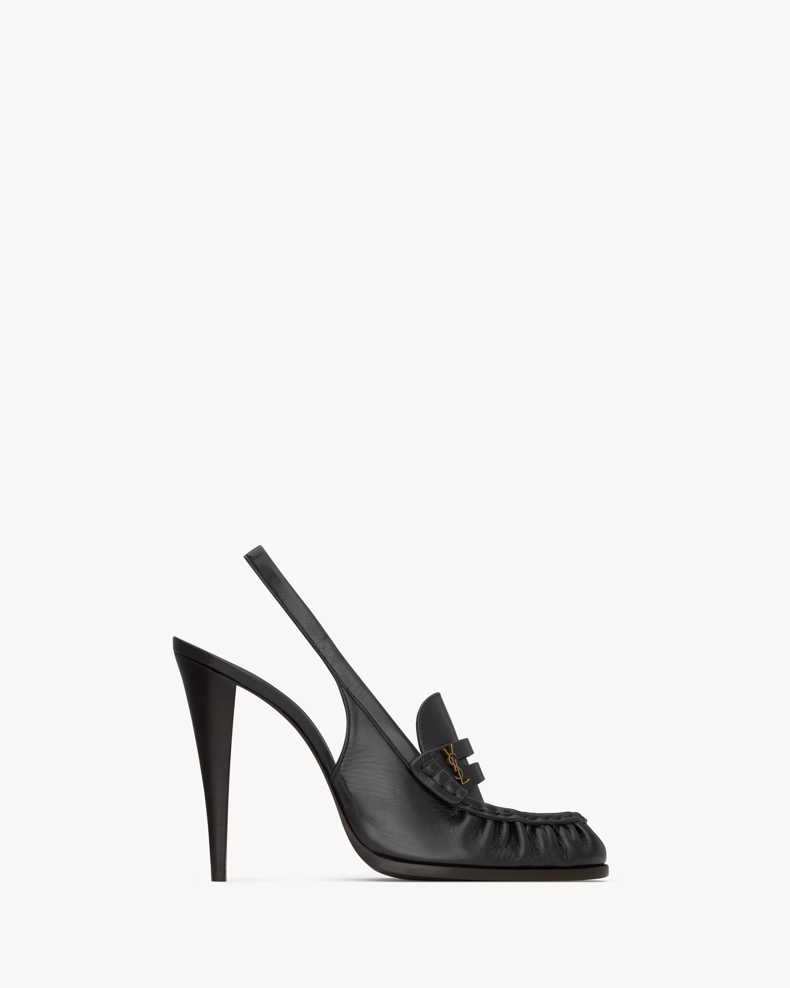 supple penny loafer slingback pumps decorated with the CASSANDRE, featuring a hand-stitched moc t... | Saint Laurent Inc. (Global)