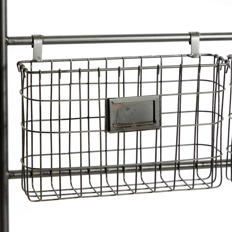 DecMode 4-Tier Industrial Wall Organizer Basket and Magazine Rack Holder, 27"W x 5"L x 61"H, Blac... | Walmart (US)