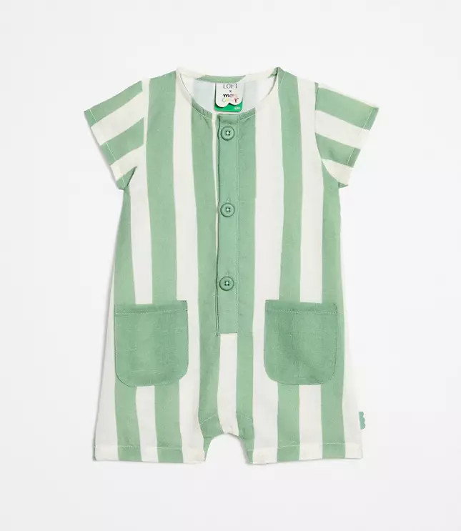 LOFT x Mon Coeur Linen Green Cabana Romper | LOFT