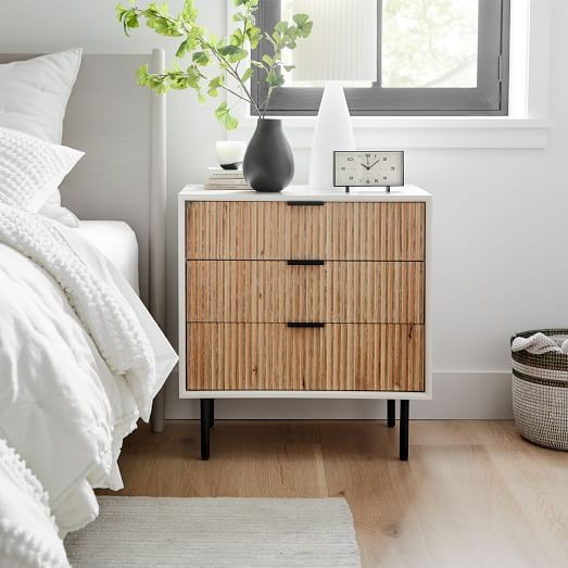 Quinn Wood Grand Nightstand - White/Antique Bronze | West Elm (US)