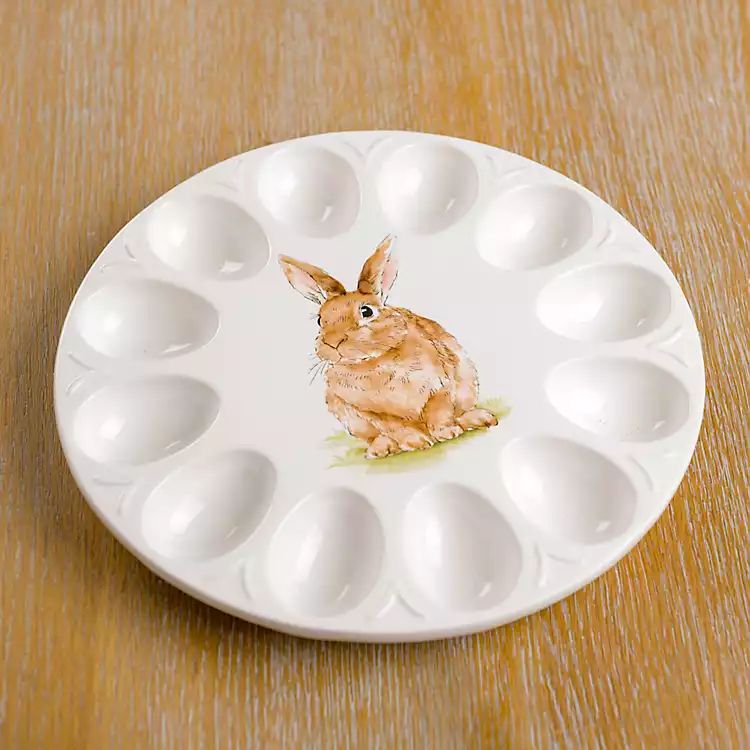 White Ceramic Bunny Egg Plate | Kirkland's Home