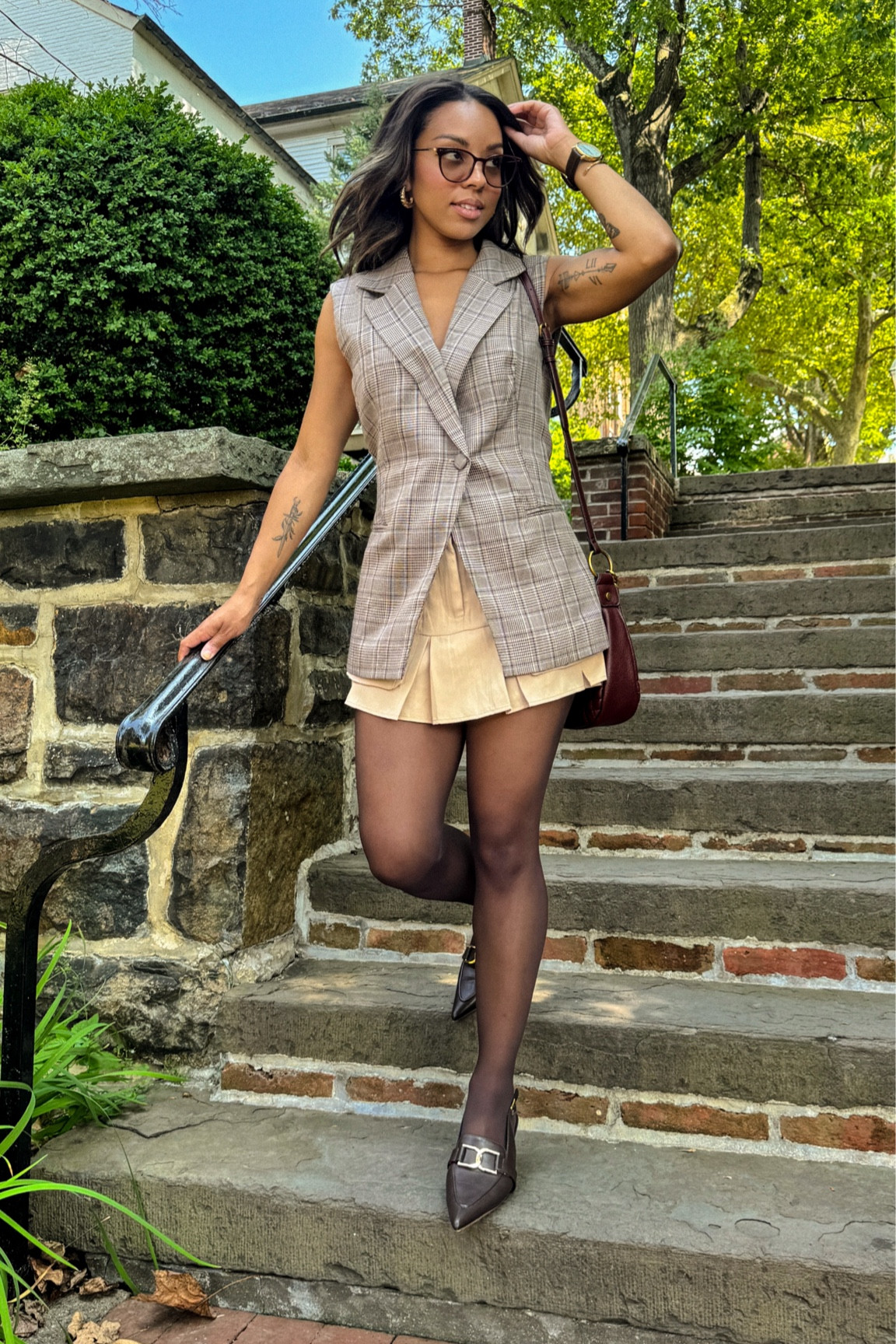 Never ready for summer to end but fall fashion gets me through it 🍂🤎 

Got an XS in the sleeveless blazer and went down half a size for the shoes (just because of how sling-backs normally fit me). 

#LTKSeasonal #LTKBacktoSchool #LTKFallSale