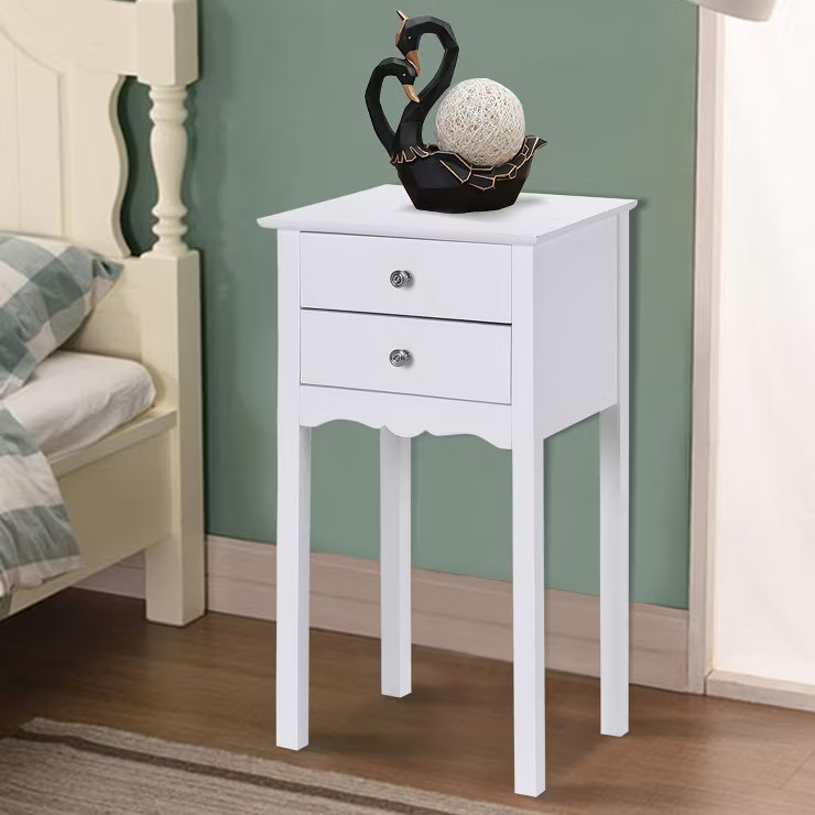 Costway Side Table End Accent Table Night Stand W/ 2 Drawers Furniture White | Target