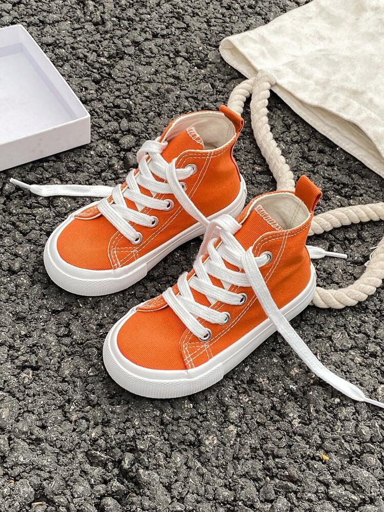 White Cloth Shoes Baby White Shoes Middle Sneakers Children's Canvas Shoes Spring And Autumn Korean Version Simple Boy And Girl Shoes Fashion Low-Top Casual Lace-Up Track Shoes Classic Low-Top Canvas Shoes All Casual Sports Skateboard Children's Shoes | SHEIN