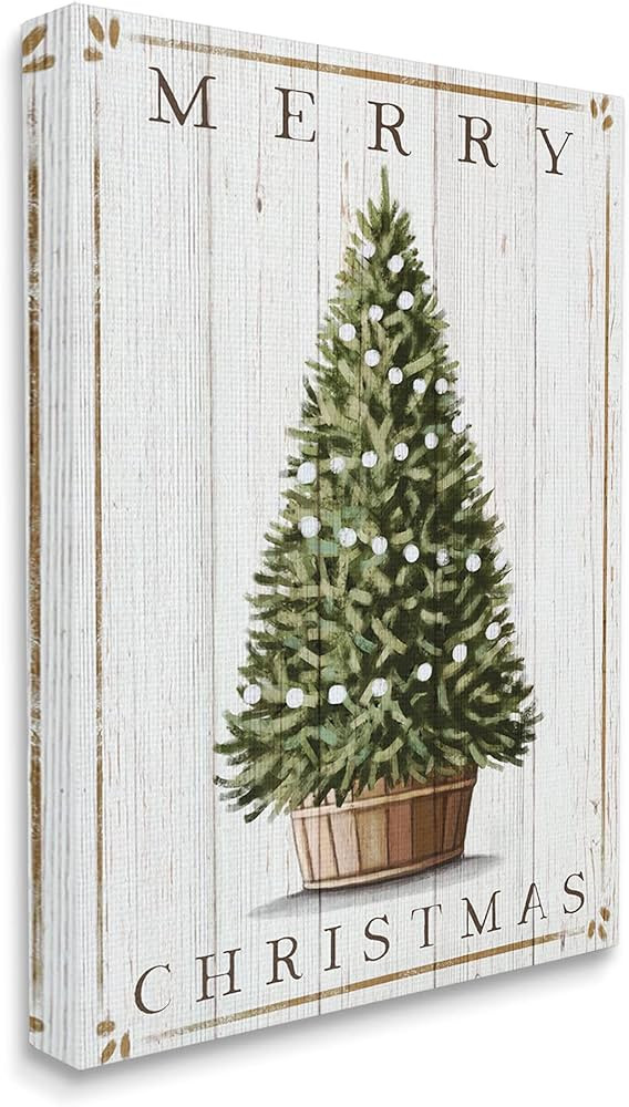 Stupell Industries Merry Christmas Country Farm Tree Rustic Pattern, Designed by Elizabeth Tyndal... | Amazon (US)