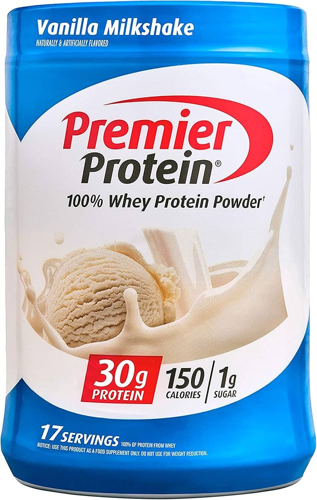 Premier Protein Powder, Vanilla Milkshake, 30g Protein, 1g Sugar, 100% Whey Protein, Keto Friendl... | Amazon (US)
