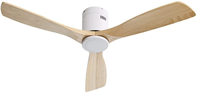 Sofucor 52 Inch Low Profile Ceiling Fan No Light Wood Fan Blades Flush Mount Ceiling Fan Noiseles... | Amazon (US)