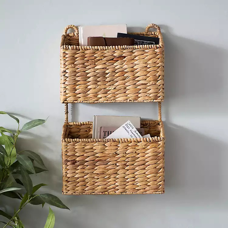 Natural Water Hyacinth 2-Tier Wall Organizer | Kirkland's Home