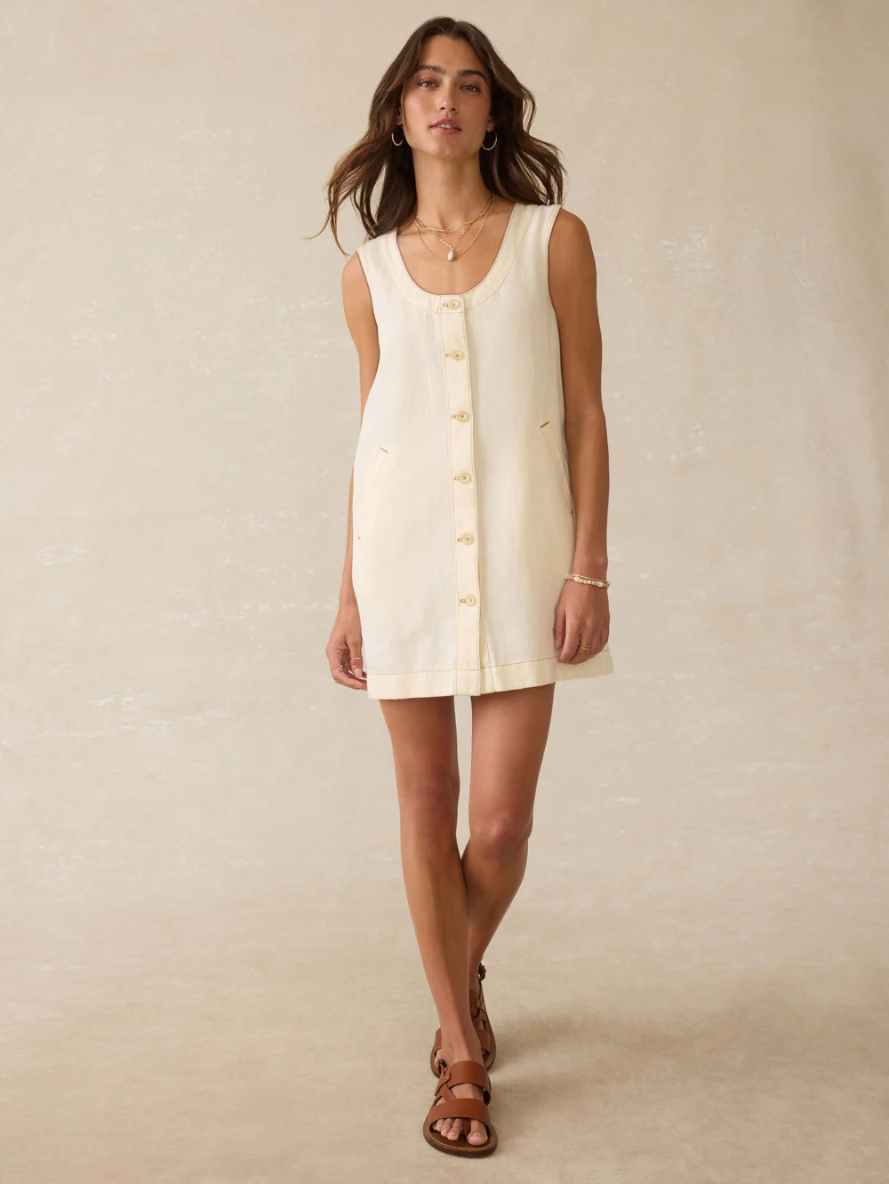 Linen Denim Malibu Mini Dress - Whitecliff Wash | Faherty