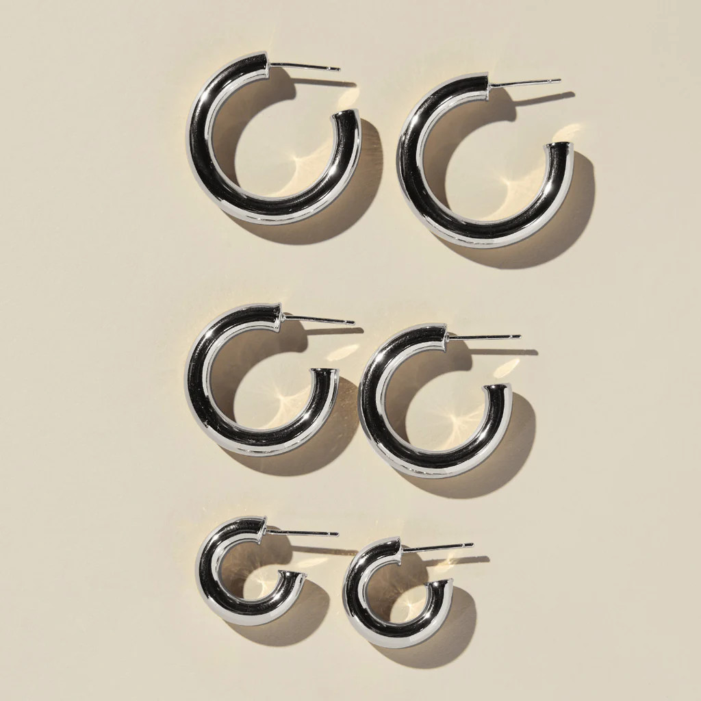 Silver Hollow Statement Hoops | Nickel and Suede