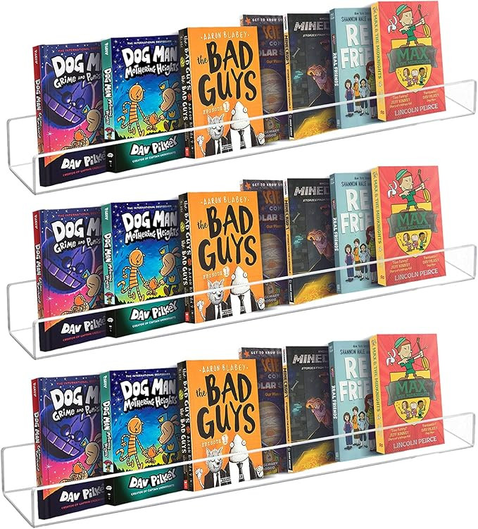 Weiai Clear Acrylic Shelves 24 inches Invisible Floating Wall Ledge Bookshelf, Kids Book Display ... | Amazon (US)