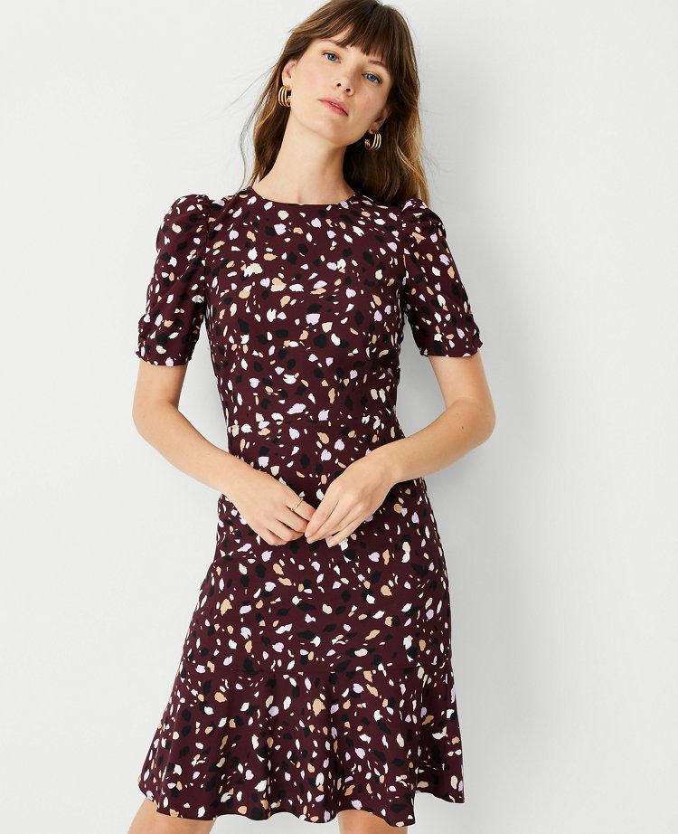 Swirly Spot Flounce Sheath Dress | Ann Taylor (US)