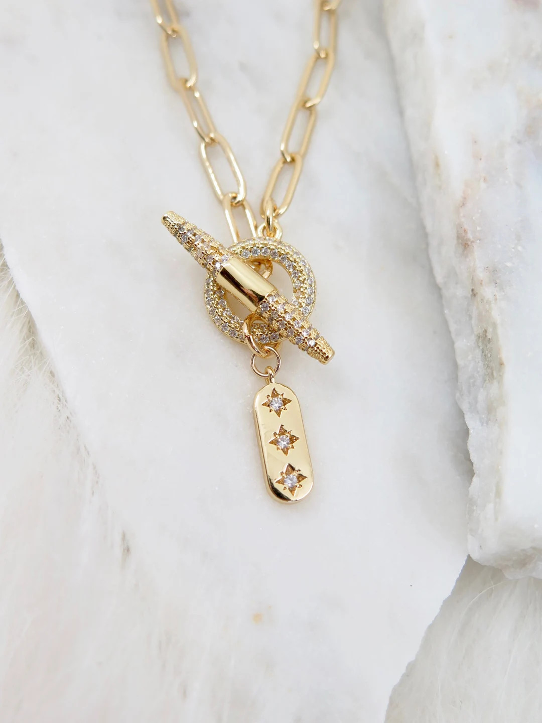 Gold Link Chain Necklace, Celestial Chain Layering Necklace, Chain Choker, Gold Toggle Necklace, ... | Etsy (US)