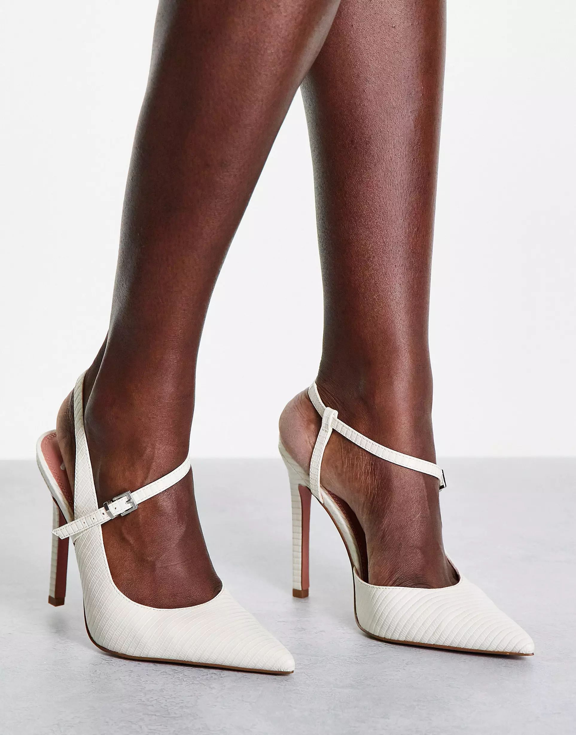 ASOS DESIGN Piano asymmetric high heeled shoes in white | ASOS (Global)