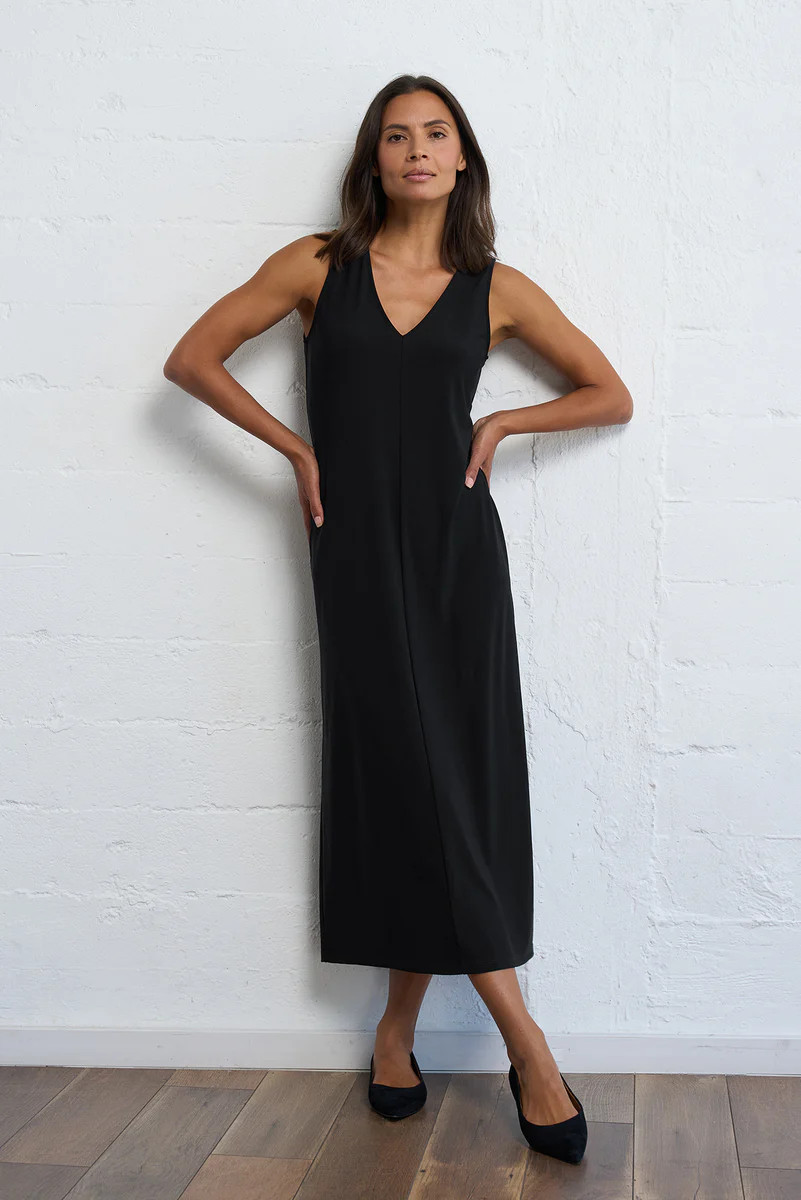 Sleeveless Dress for Women | Essential V-Neck Dress | Franne Golde | Franne Golde