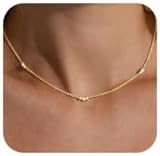 Dainty Gold Necklace Women Simple Cz Chain Necklace Non Tarnish | 14k Gold Plated Waterproof Neck... | Amazon (US)
