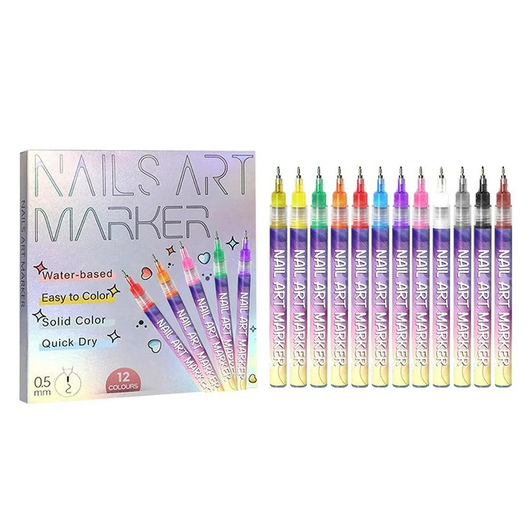12Pcs/Set Nail Acrylic Graffiti Pen 12 Color Nail Marker Drawing DIY Beauty Nail Art Tools Waterp... | Walmart (US)