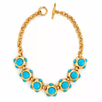 Kenneth Jay Lane Satin Gold & Turquoise Center Necklace | Belk