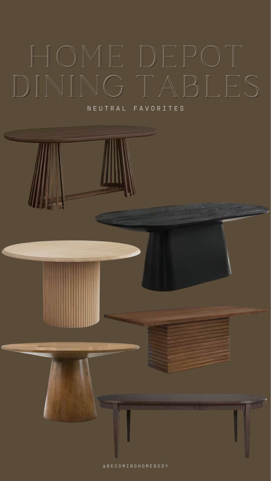 Home Depot dining tables 🖤 The prettiest roundup of neutral, modern, wooden dining room tables. 🙌🏻