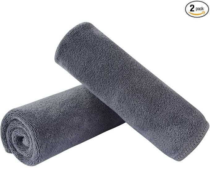 SINLAND Microfiber Facial Cloths Fast Drying Washcloth 12inch x 12inch Grey 2 pack | Amazon (US)