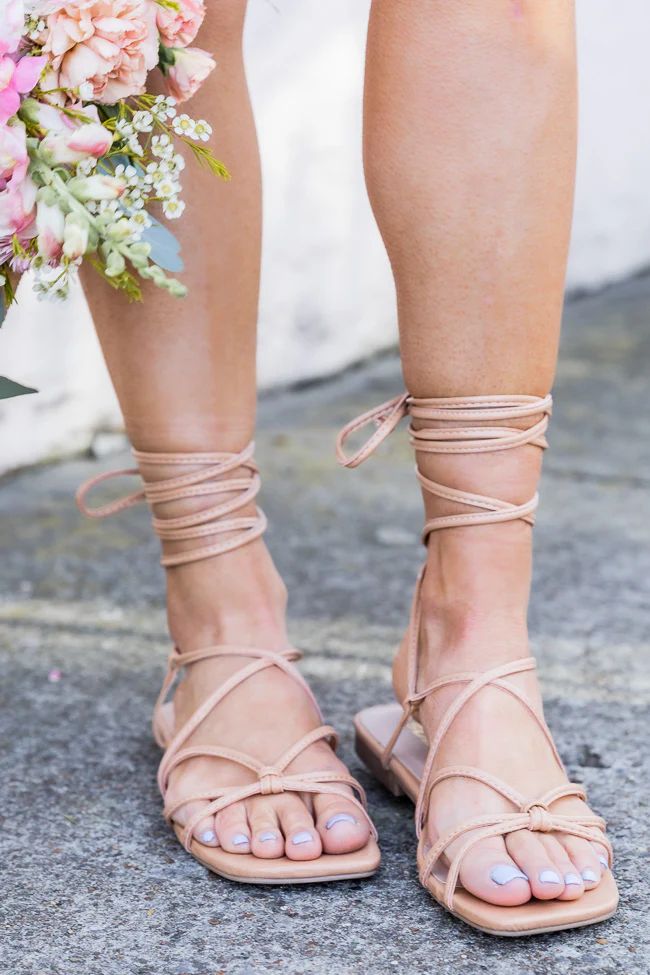April Natural Strappy Wrap Detail Sandals | Pink Lily