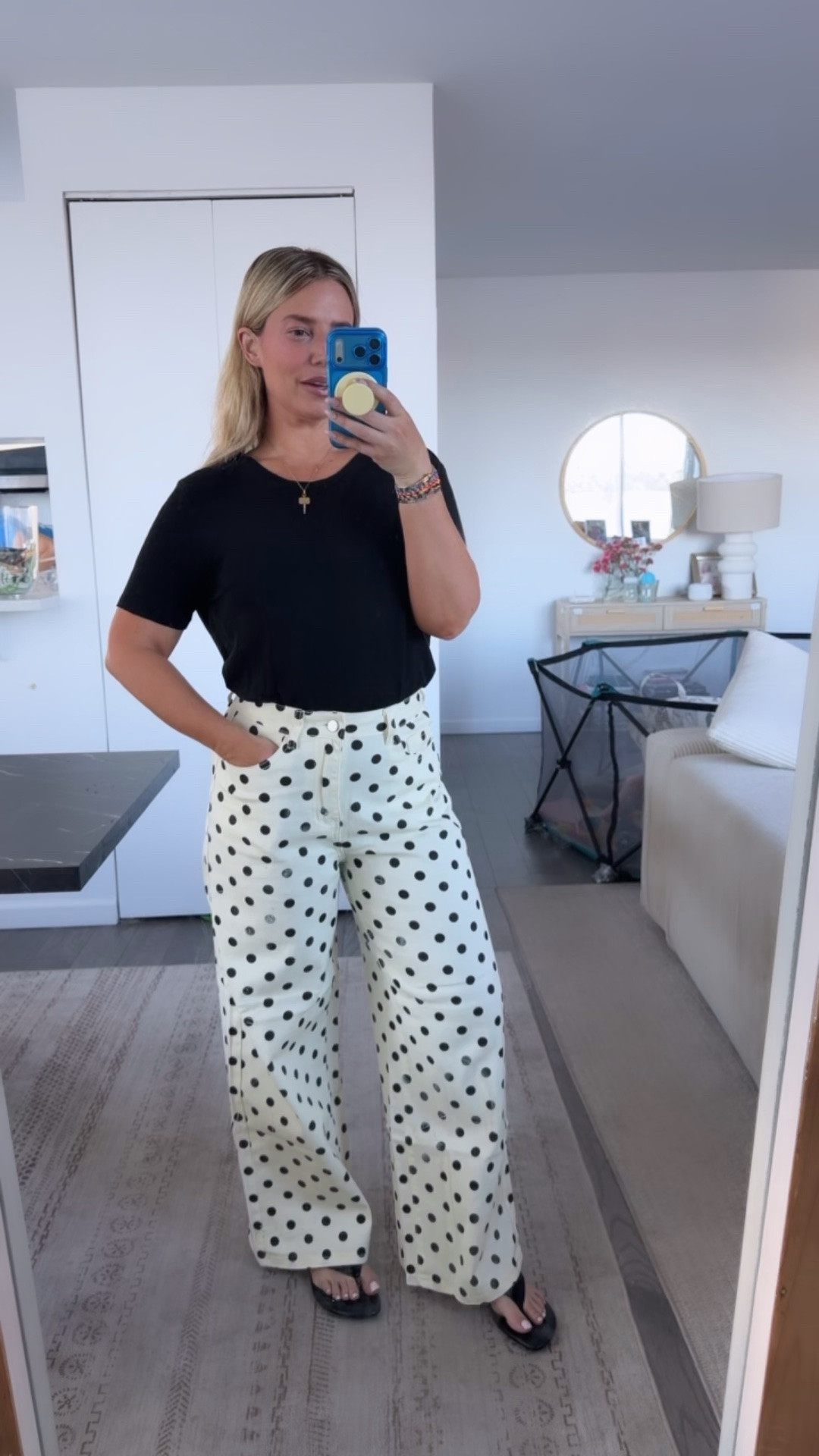 High waisted, light weight polka dot jeans from Amazon for $56 — daily edit cover from Found by Em