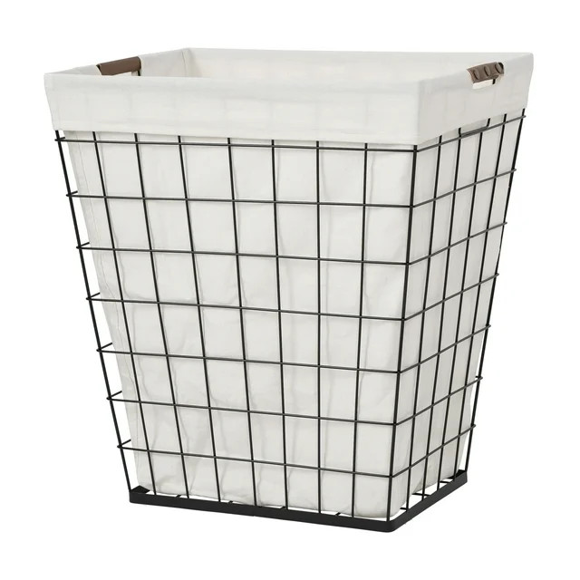 Better Homes & Gardens 75L Rectangular Steel Wire Laundry Hamper with Removable Cotton Blend Line... | Walmart (US)