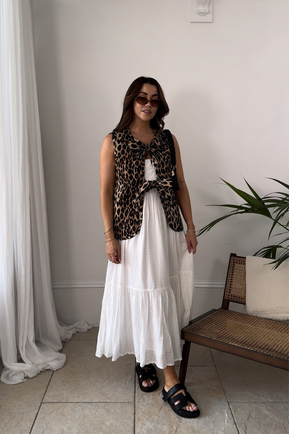 Styling the damson madder leopard print gilet with a white floaty tie back midi dress and Hermes dupe sandals for an easy everyday look. 

Summer outfit - summer style - leopard print outfit - maxi dress outfit - summer fashion - Hermes dupes - designer dupes 

#LTKstyletip #LTKeurope #LTKsummer