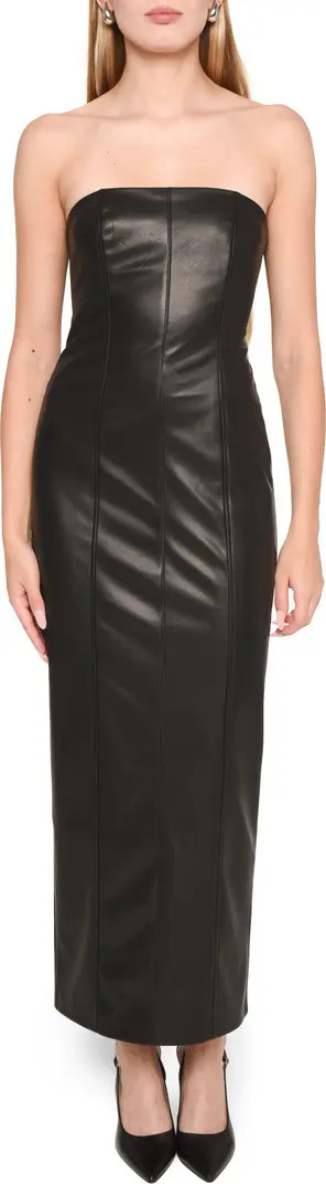 x Jourdan Sloane Naomi Strapless Faux Leather Dress | Nordstrom